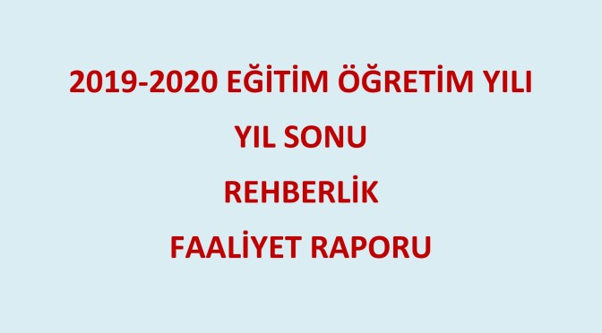2019-2020 Eğitim-Öğretim Yılı Yıl Sonu Rehberlik Faaliyet Raporu